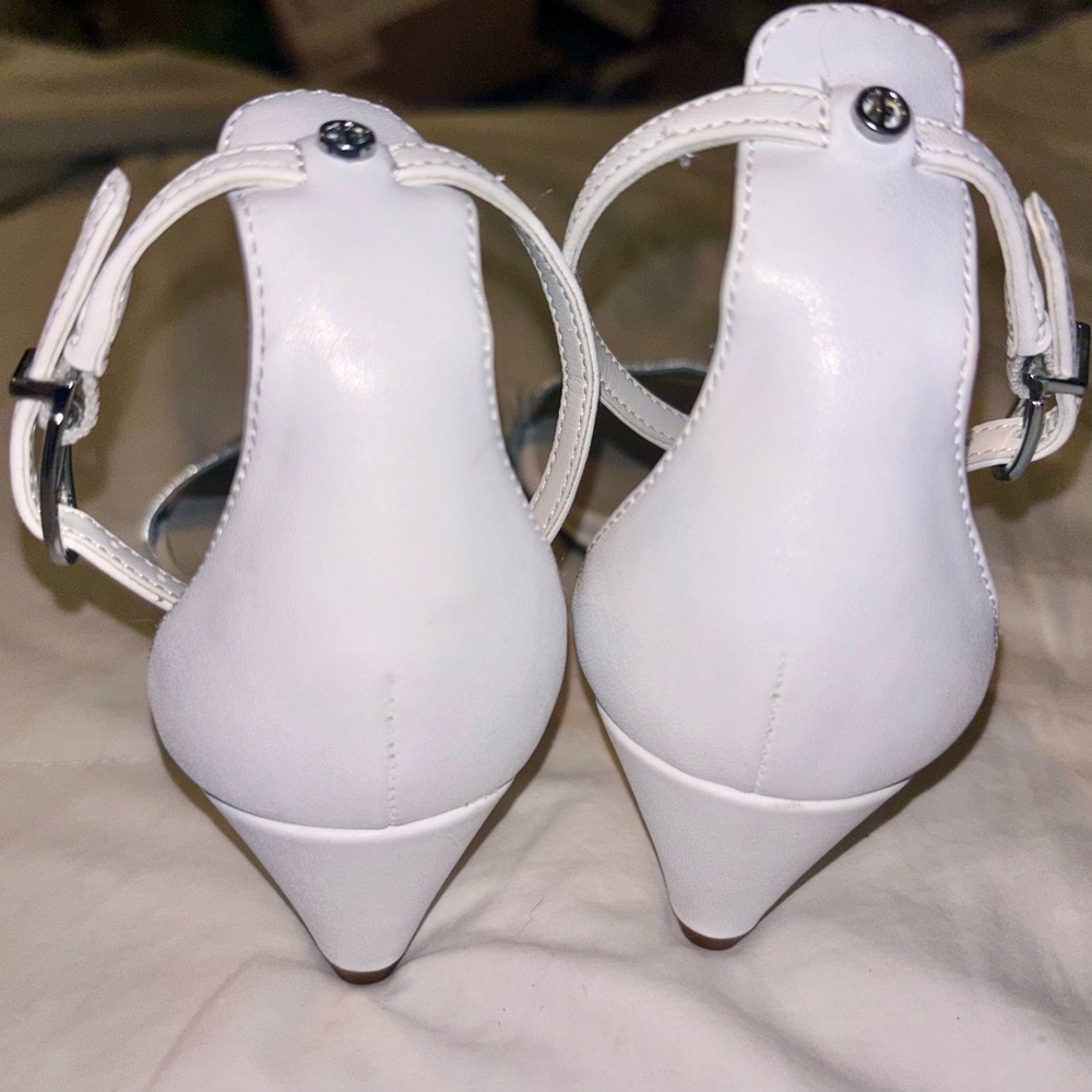Franco Sarto Silver Metallic Ankle-Strap Wedge Sandal worn once NO original BOX. - Picture 8 of 17
